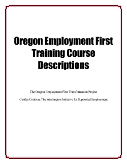 Oregon Employment First Training Course Manual