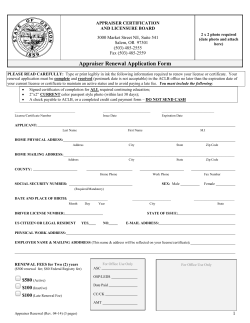 Appraiser Renewal Application Form