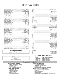 to 2015 Oregon Fair Dates Book & Member Directory