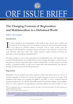 The Changing Contours of Regionalism and Multilateralism in a