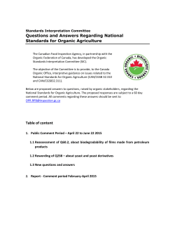 Questions and Answers Regarding National Standards for Organic