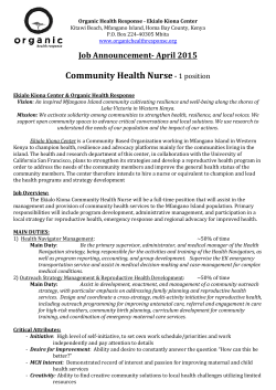 Community Health Nurse -â 1 position