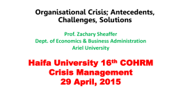 Haifa University 16th COHRM Crisis Management 29 April, 2015