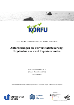 Ergebnisse aus zwei Expertenrunden. KORFU - ORGA.UNI
