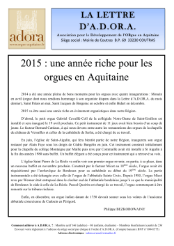 Lettre A.D.OR.A No 163 Avril 2015