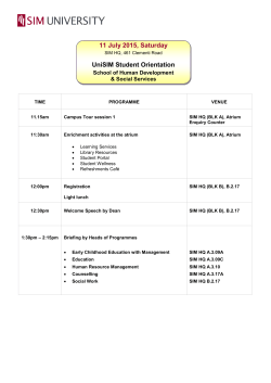 11 July 2015, Saturday UniSIM Student Orientation