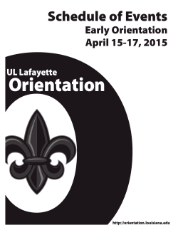 Early Orientation STUDENT Schedule of Events