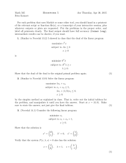 Math 565 Homework 5 due Thursday, Apr 30, 2015 Fritz Keinert For