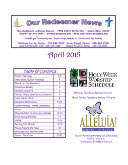 April 2015 Newsletter - Our Redeemer Lutheran Church