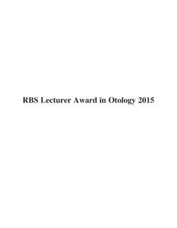 RBS Lecturer Award in Otology 2015 - ORL