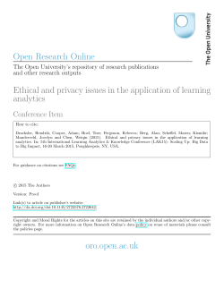 Open Research Online Ethical and privacy issues in the application
