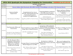 OPCA 2015 Quadruple Aim Symposium: Engaging Our