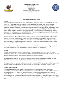 OCC Newsletter April 2015