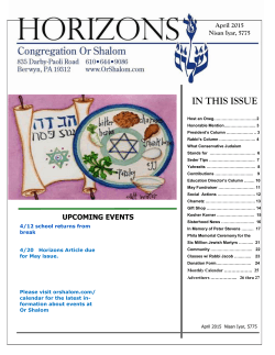 IN THIS ISSUE - Congregation Or Shalom