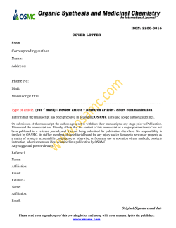 ISSN: 2230-8016 COVER LETTER From Corresponding author