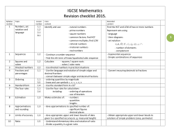 IGCSE Mathematics Revision checklist 2015.
