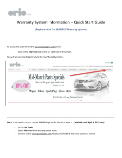 Warranty System Information â Quick Start Guide