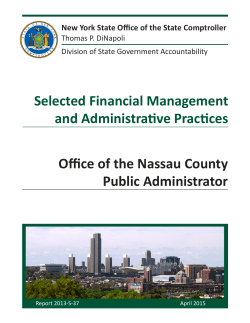 Office of the Nassau County Public Administrator: Selected Financial