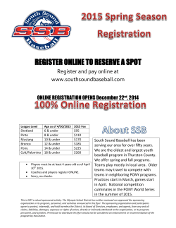 South Sound Baseball - 2015 Spring Season Registration