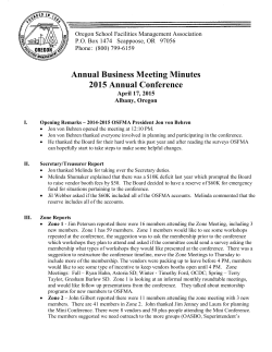 Annual Business Meeting Minutes 2015 Annual Conference