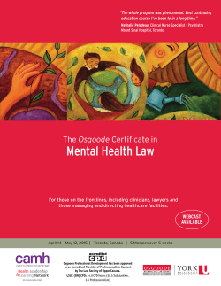 Mental Health Law - Osgoode Professional Development