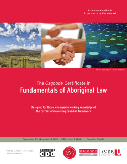 Fundamentals of Aboriginal Law - Osgoode Professional Development