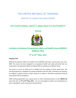 THE UNITED REPUBLIC OF TANZANIA OCCUPATIONAL SAFETY