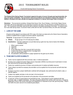 Frank Sobil Spring Classic Tournament 2015 Rules