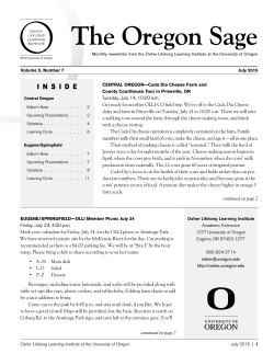 Current Oregon Sage Newsletter - Osher Lifelong Learning Institute