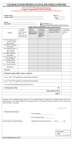 2014 Premium Tax Vehicle Final (Form 303)