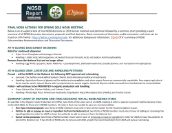 FINAL NOSB ACTIONS FOR SPRING 2015 NOSB MEETING