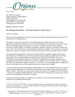 Sunset 2017 - Flavors - Organic Trade Association