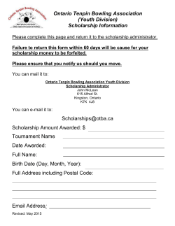 Ontario Tenpin Bowling Association (Youth Division) Scholarship