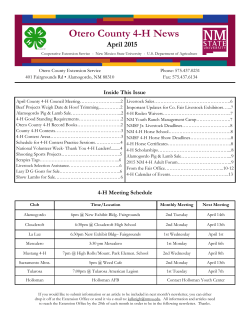 April Otero County 4-H Newsletter