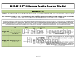 2015-2016 OTHS Summer Reading Program Title List