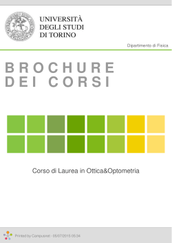 Brochure dei corsi  - Corso di Laurea in Ottica&Optometria