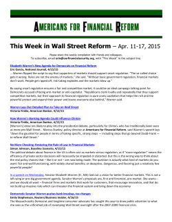 This Week in Wall Street Reform â Apr. 11-17, 2015