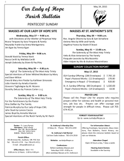 May 24, 2015 Bulletin - Our Lady of Hope Parish