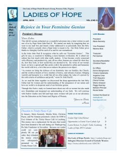 April 2015 Newsletter - Our Lady of Hope Catholic Church