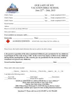 VBS 2015 Registration Form & Information