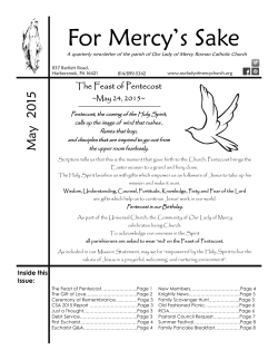 Newsletter - For Mercy`s Sake