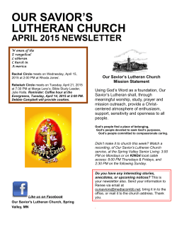 April 2015 - Our Savior`s Lutheran Church