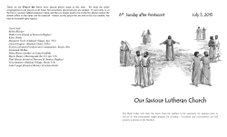 Bulletin Announcements - Our Saviour Lutheran Church