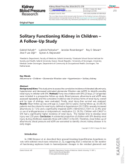 Solitary Functioning Kidney in Children â A Follow-Up Study