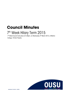 Minutes from Hilary Term 7th Week Council