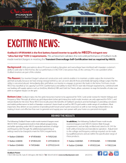 HECO News - OutBack Power Systems