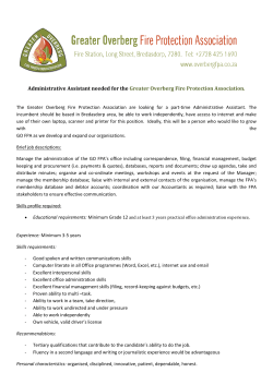 Administrative Assistant needed for the Greater Overberg Fire