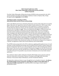Call for Proposals - Ohio Valley Philosophy of Education Society