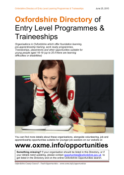 Oxfordshire Directory of Entry Level Programmes - Oxcentric