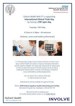 Open Day Poster - Oxford cognitive health Clinical Research Facility